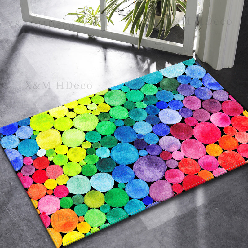 1Pc of 3D Rainbow Stone Area Rugs available in 5 different sizes (40*60cm, 50*80cm, 50*120cm, 50*160cm, 60*180cm). These versatile rugs can be used as runner rugs for kitchen, laundry hallway, entrance doormat, non-slip bath mats, and water absorbent