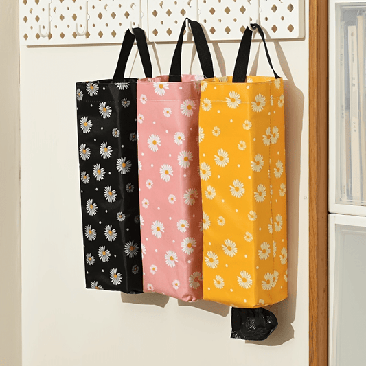 Wall-Mounted Grocery Bag Dispenser for Home and Kitchen Organization - Plastic Bag Holder with Folding Garbage Bag Storage