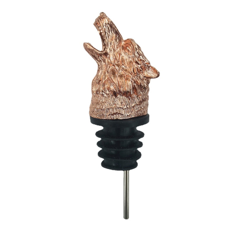 Zinc alloy wolf head wine pourer, perfect for family bars. Ideal gift for decoration or totem collection.