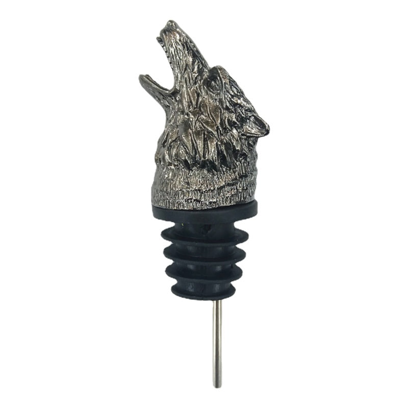 Zinc alloy wolf head wine pourer, perfect for family bars. Ideal gift for decoration or totem collection.