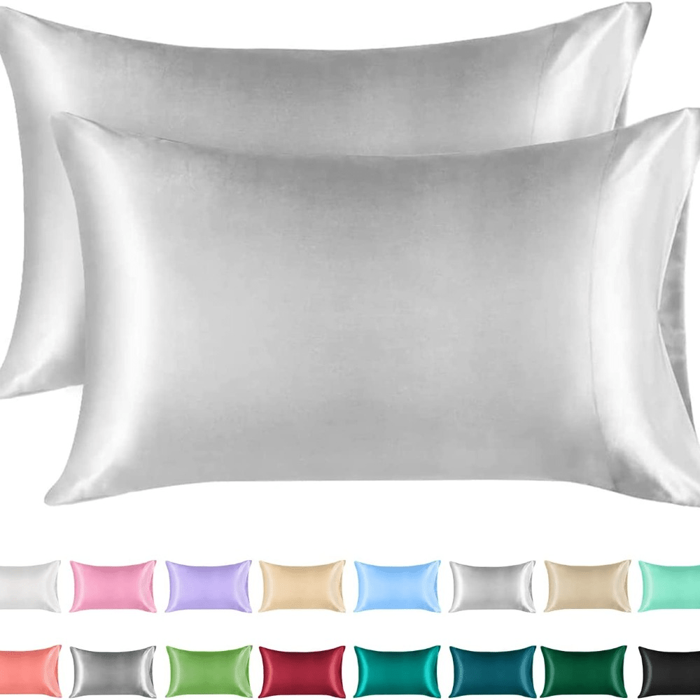 Two-Pack of Nautical-Themed Satin Pillowcases, Made with Soft Solid Color Microfiber that is Wrinkle and Fade Resistant. The Breathable Zippered Pillow Covers are Machine Washable and made of All-Season Polyester 100%.