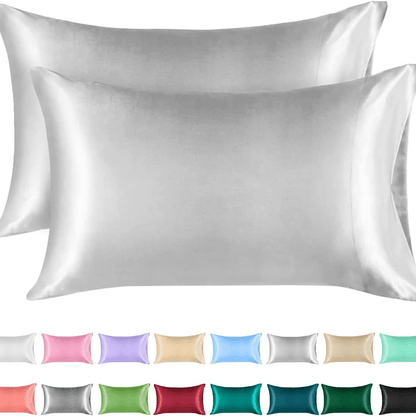 Two-Pack of Nautical-Themed Satin Pillowcases, Made with Soft Solid Color Microfiber that is Wrinkle and Fade Resistant. The Breathable Zippered Pillow Covers are Machine Washable and made of All-Season Polyester 100%.