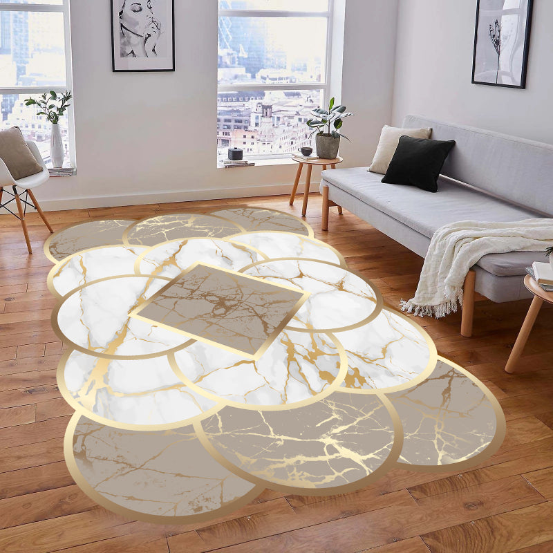 One-piece, contemporary irregular area rug perfect for your living room or bedroom. This non-slip, anti-fatigue shaggy floor carpet can also serve as an entrance welcome door mat. Easy to clean as it is machine washable, this versatile carpet is ideal