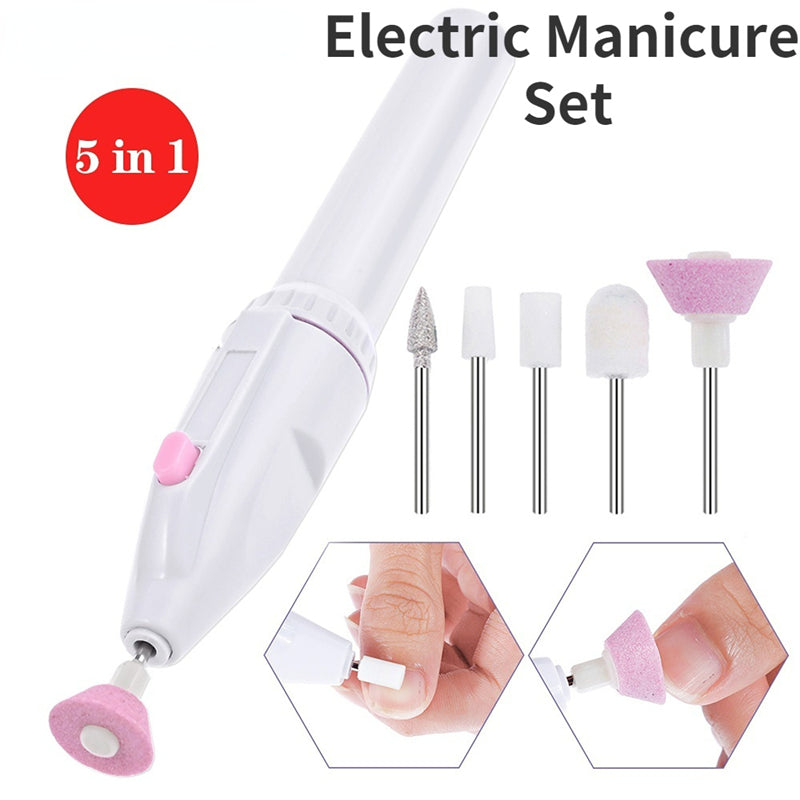 5 in 1 Electric Nail File Set for Manicure and Pedicure Art.