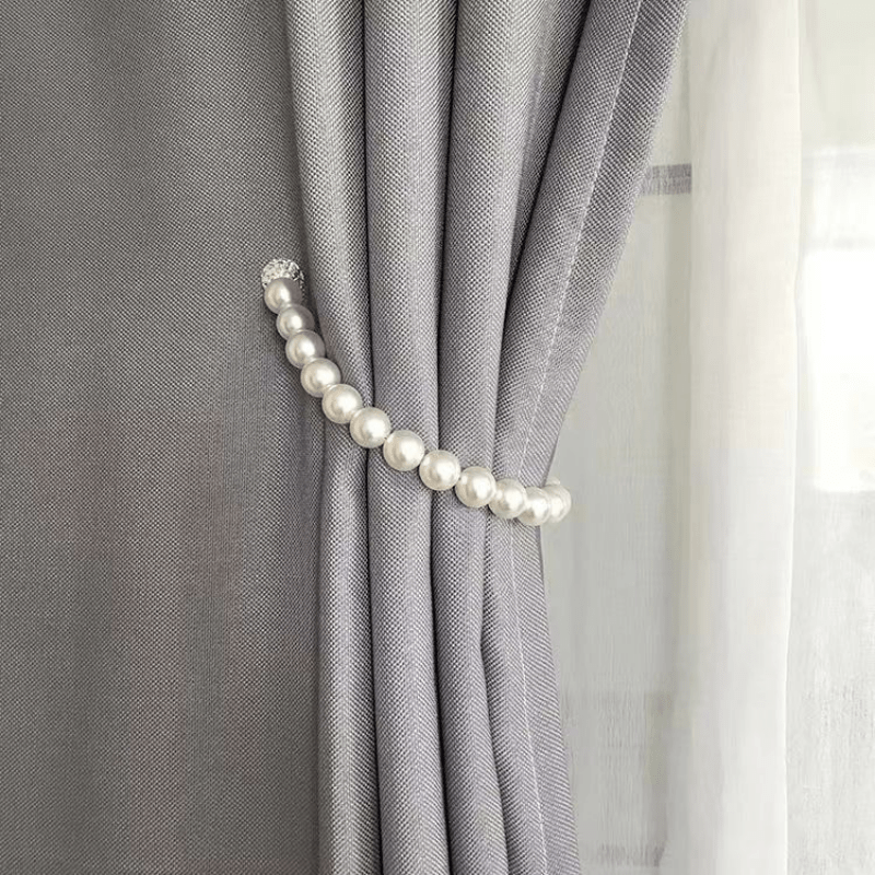 Set of 2 Chic Magnetic Tiebacks for Curtains - Decorative Holdbacks with Faux Pearl Beads for Stylish Bedroom and Living Room Decor