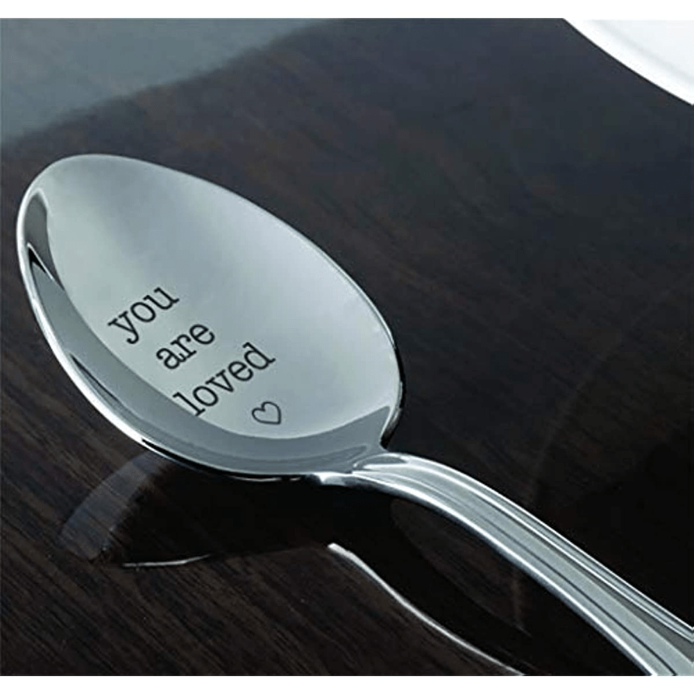 Engraved "You Are Loved" coffee spoon for Valentine's Day, birthdays, or holidays - 7 inch size for tea or ice cream.