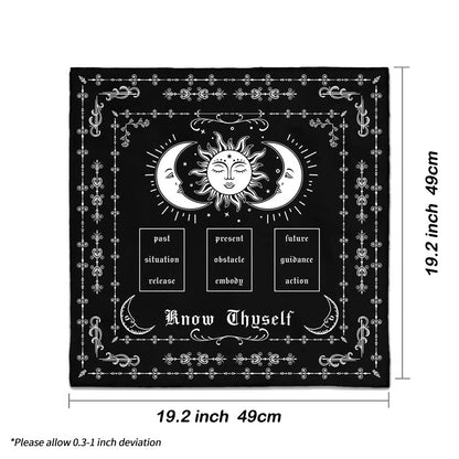 Sun and Moon Tarot Spread Cloth - Black and White Altar Decor for Spiritual Practices