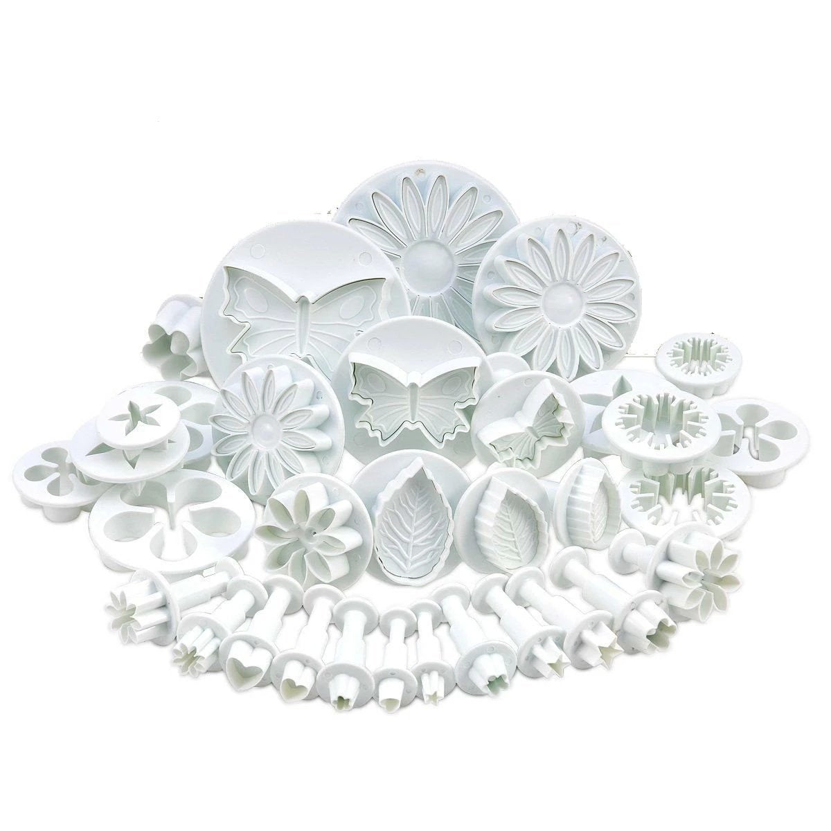 Set of 33 Flower Butterfly Leaf Cookie Cutters and Stamps - Ideal for Baking, Fondant Molding, Kitchen Gadget and Accessory