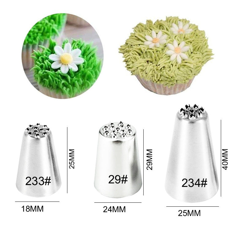 Stainless Steel Cake Decorating Set with 3 Seamless Icing Tips, Grass Piping Nozzles, and Silk Flower Tools - Perfect for Professional and Home Baking, Great for Sports-Themed Parties and Cake Decorating Supplies