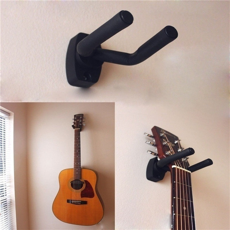 Display your guitar stylishly and securely with this wall mount, includes hooks and picks.