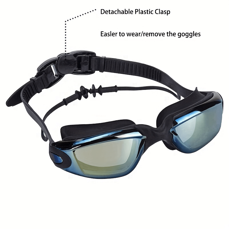 Large frame electroplating waterproof swimming goggles for men and women, in high definition.