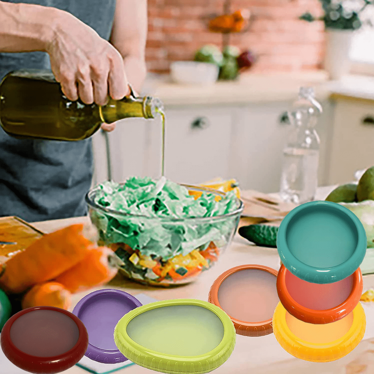 Reusable Avocado and Tomato Holder with 1 set - Great for storing fruits and vegetables like apples, garlic, onions, lemons, and potatoes - Can be hand washed or placed in the dishwasher - A convenient kitchen accessory for storage.