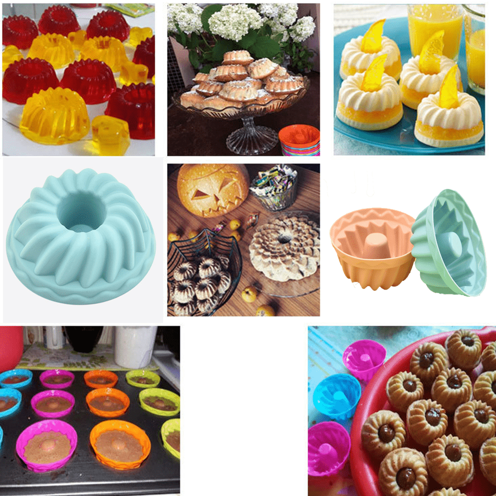 Silicone Heritage Mini Bundt Pans - Set of 12 (6.5cm), Perfect for Fluted Tube Cake Making, Baking Tools, Kitchen Gadgets, and Accessories