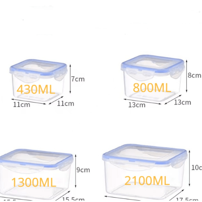 Food storage containers with various sizes and combinations, including lids, crispers, and microwave-safe options. These containers are perfect for storing fruits and ensuring food safety in the refrigerator. Ranging from 14 oz to 85 oz, they are made