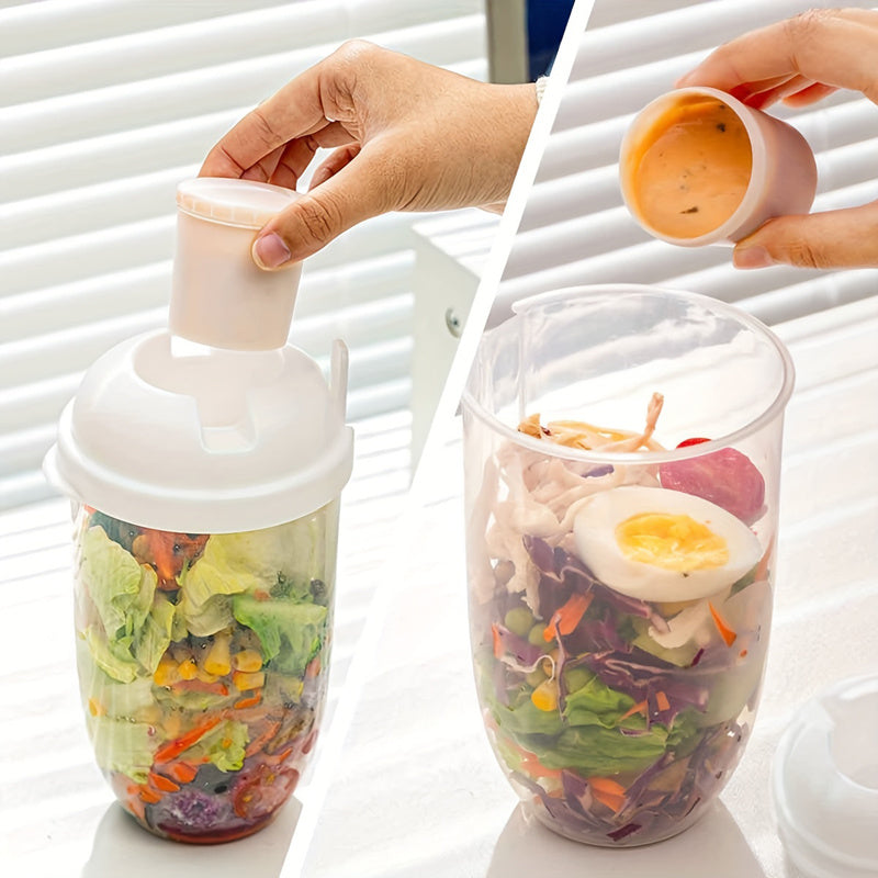 Large Capacity Salad Shaker with Portable Dressing Rack, Perfect for Picnics and Lunches. Easy to Clean and a Must-Have Addition to Your Kitchen Supplies and Tools.