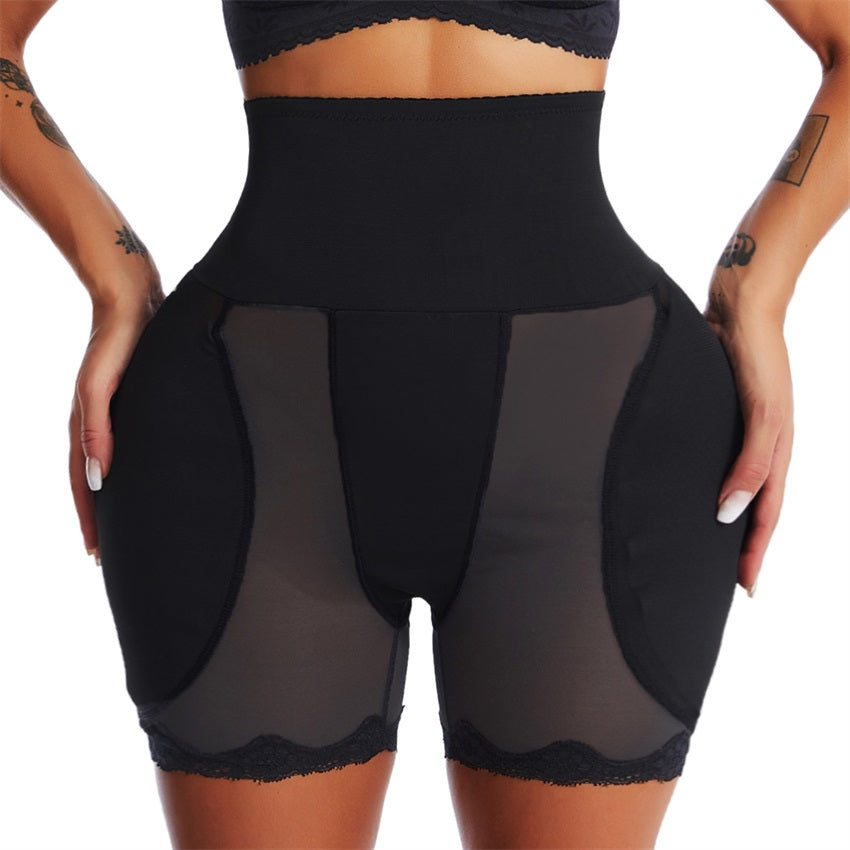 Women's high waist trainer with hip and butt padding for tummy control and thigh slimming.