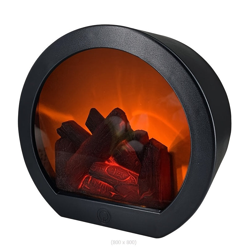 Smart touch switch flame fireplace wind light - realistic charcoal ornament for home decor.