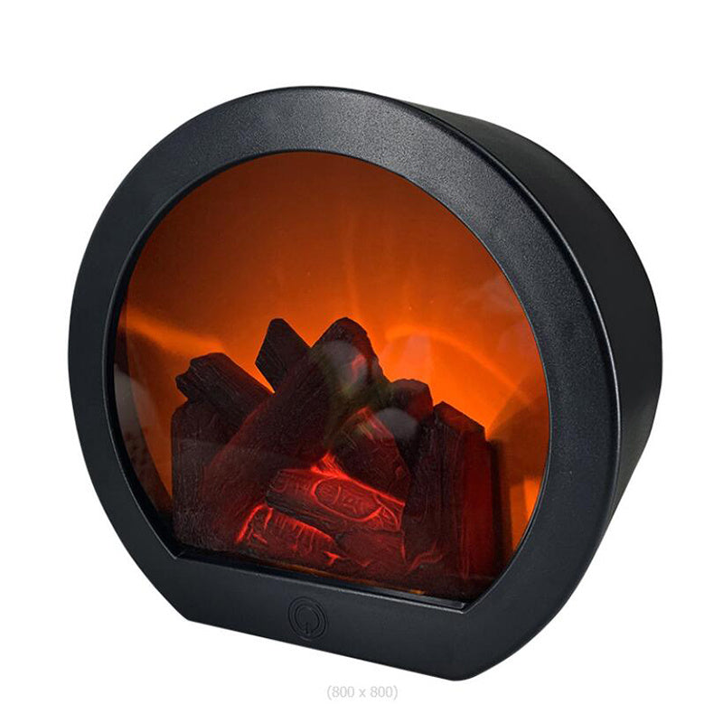 Smart touch switch flame fireplace wind light - realistic charcoal ornament for home decor.