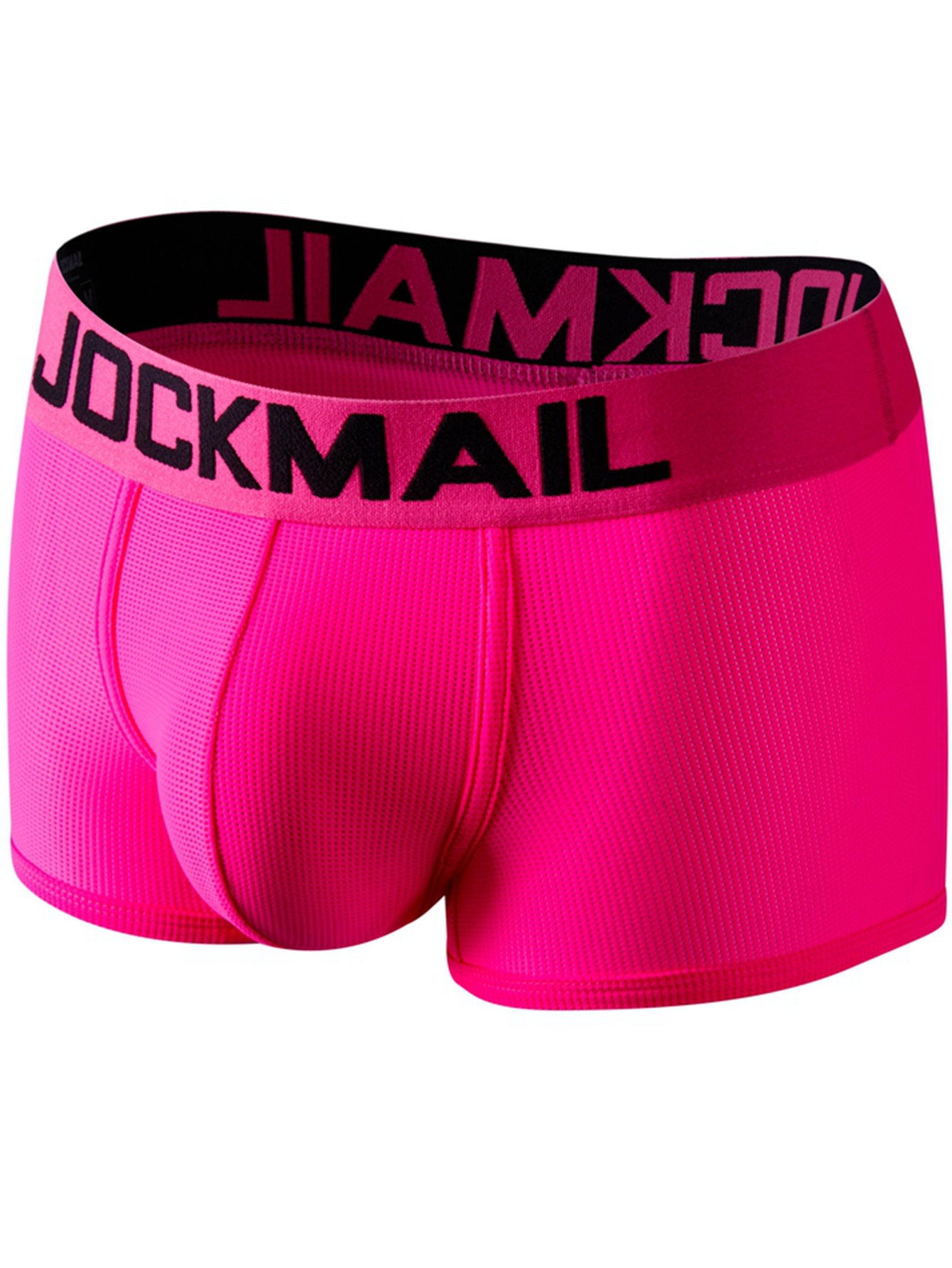 4 JOCKMAIL Men's Neon Low-Waist Boxer Briefs - Breathable Mesh & Quick-Dry Microfiber, Elastic Waistband, Vibrant Colors with "JOCKMAIL" Print - Perfect for Sports & Casual Wear.