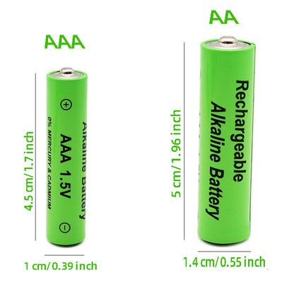 8 Alkaline Rechargeable Batteries, AA-AAA, 1.5V 1000-1200mAh