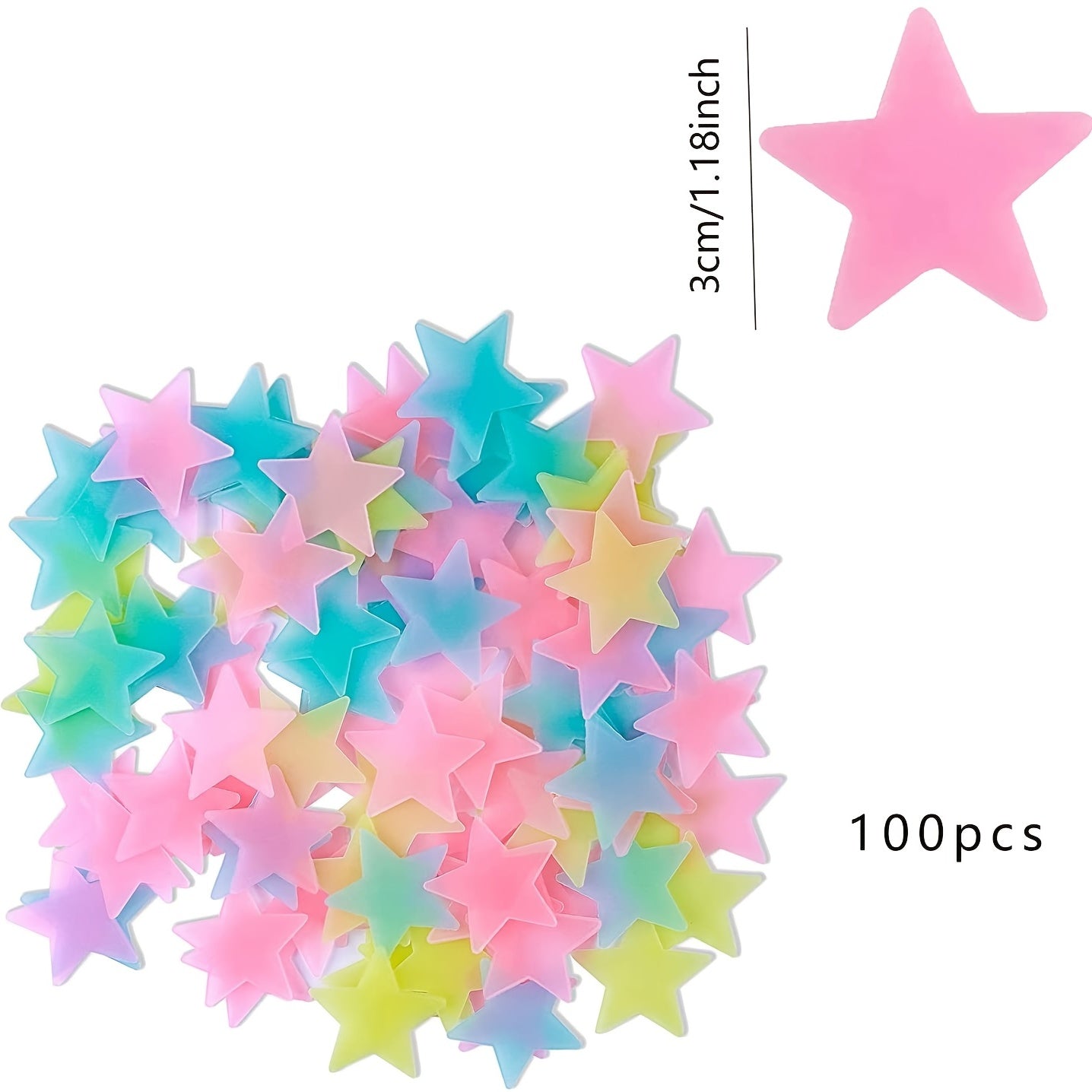 100 Glossy Glitter Luminous Star Wall Stickers - Self-Adhesive Space Decor for Bedroom, Living Room, and Kids, ideal for Teen Girls