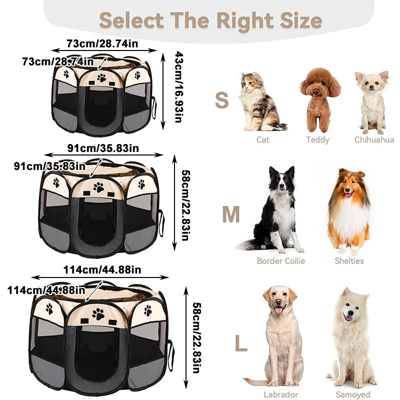 1pc Foldable Octagonal Pet Fence Kennel - Portable and spacious playpen for puppies and small dogs.