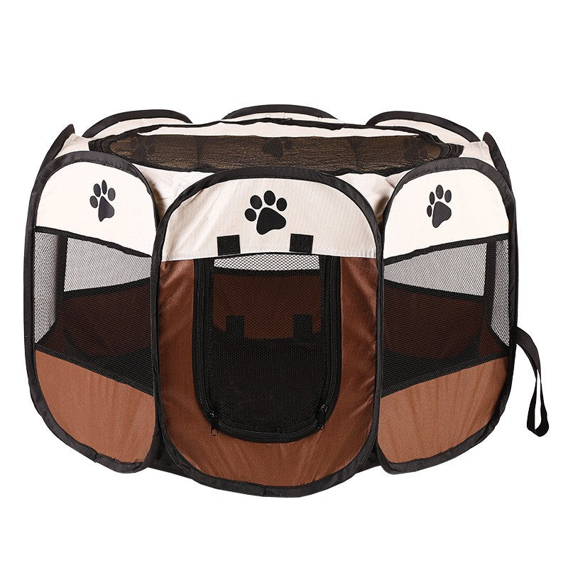 1pc Foldable Octagonal Pet Fence Kennel - Portable and spacious playpen for puppies and small dogs.