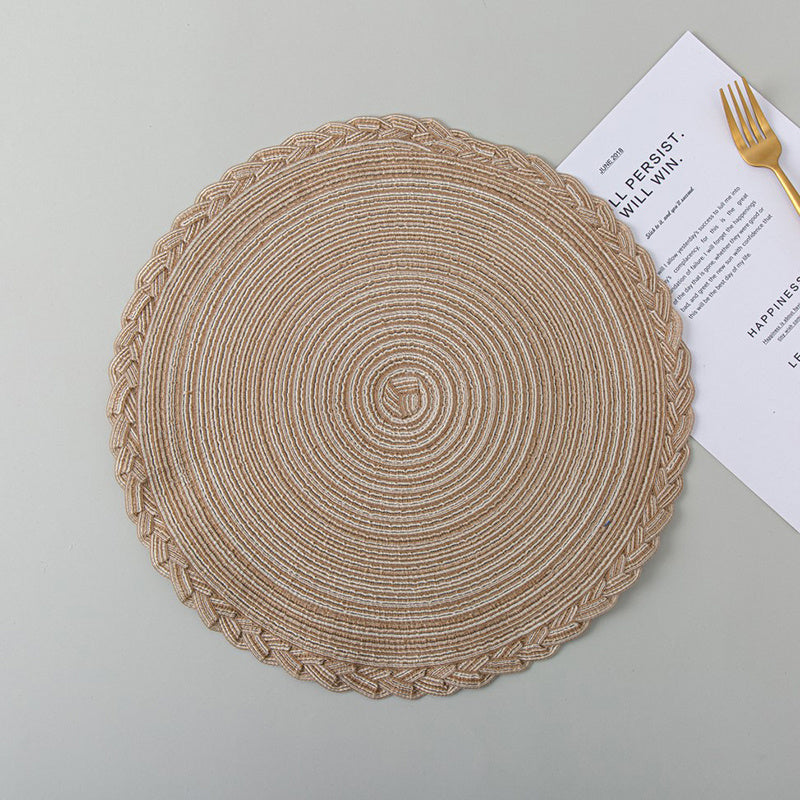 6 Round Woven Lace Placemats, 38.1 cm Size, Kitchen Table Decor