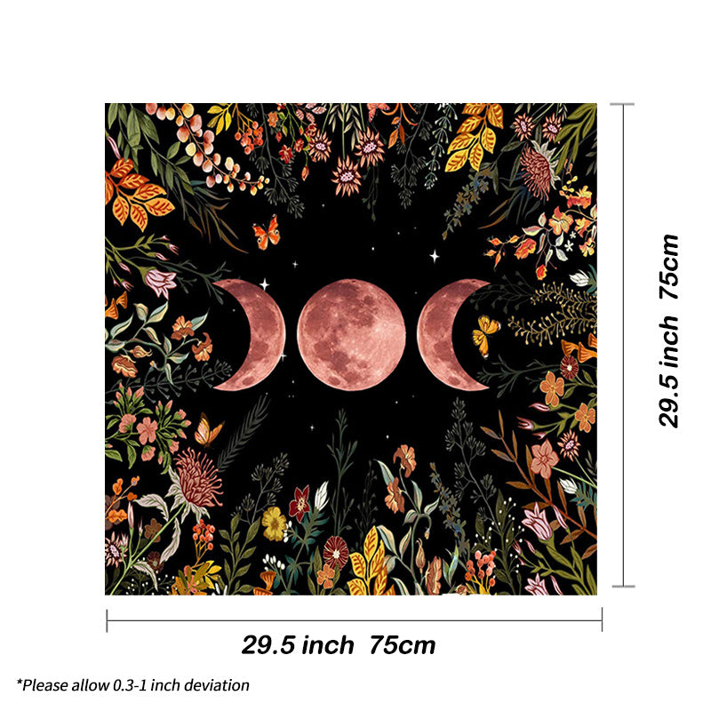 Moon Garden Tarot Tablecloth for divination and witchcraft, featuring astrology designs and triple moon motif. Ideal for parties, room decor, and altar setups.