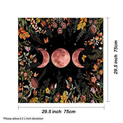 Moon Garden Tarot Tablecloth for divination and witchcraft, featuring astrology designs and triple moon motif. Ideal for parties, room decor, and altar setups.