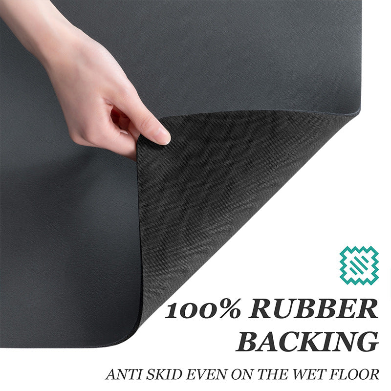 Ultra-absorbent 1pc Diatom Mud Kitchen Mat with natural rubber base, non-slip surface, easy to clean. Perfect for kitchens, bathrooms, entryways. Available in black and multiple sizes. Great for floors.