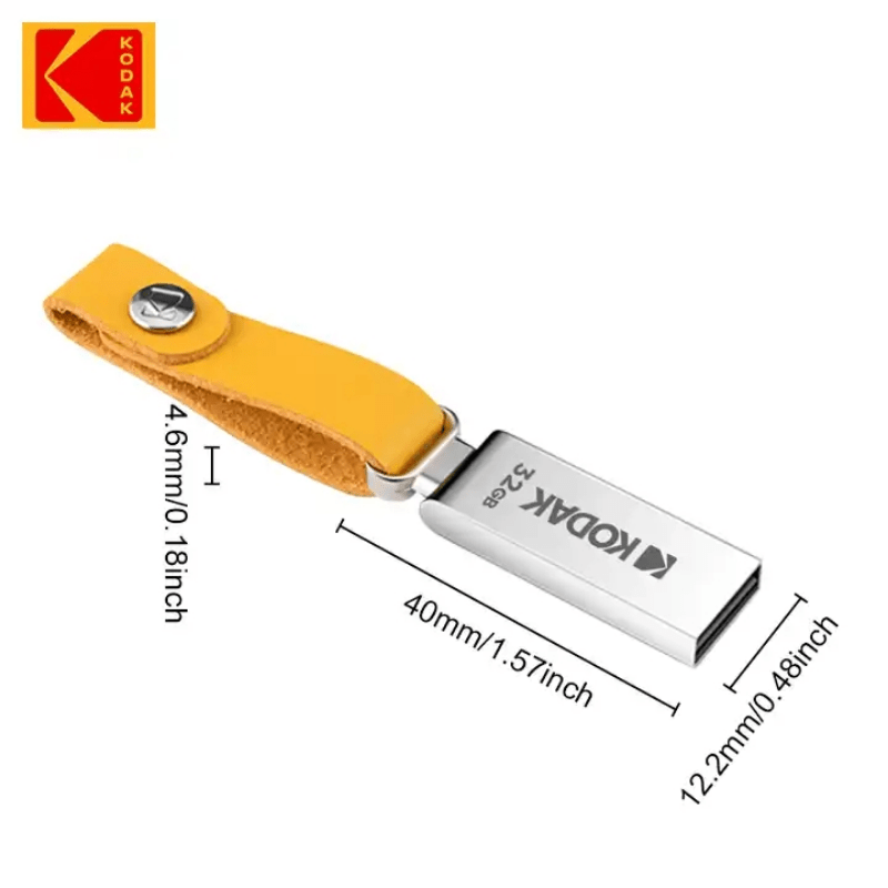 KODAK K122 USB 2.0 Metal Flash Drive is shockproof and available in 16GB, 32GB, 64GB, and 128GB capacities.