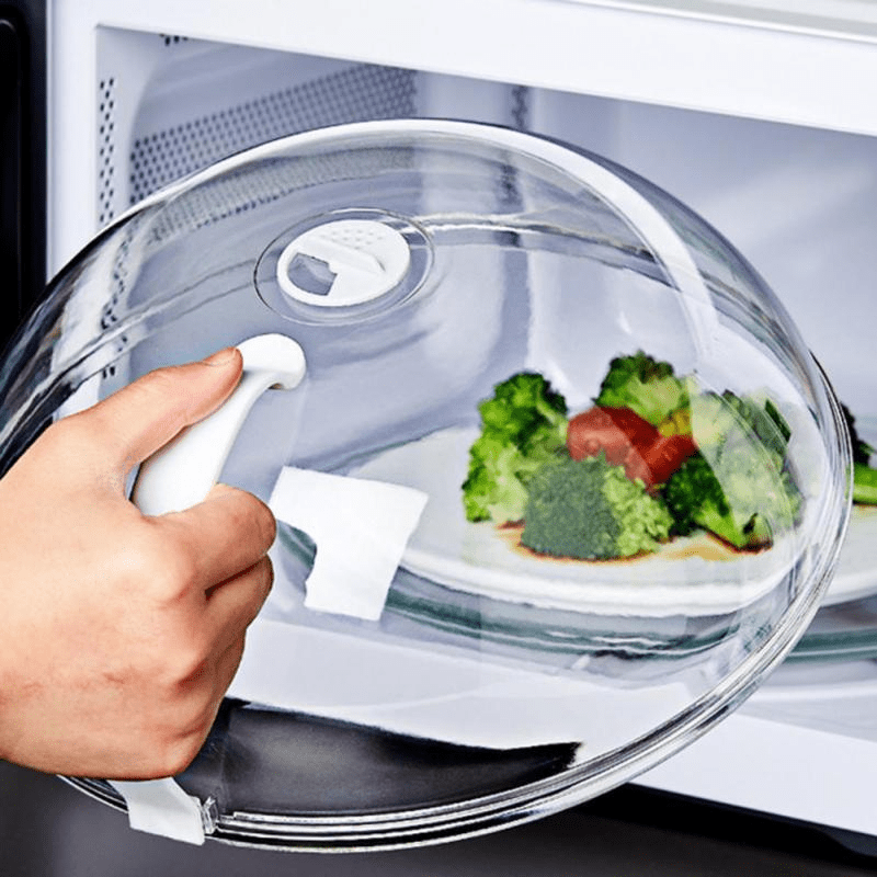 Heat-resistant Microwave Food Cover protects food quickly and efficiently. This transparent cover is non-stick, anti-splash, airtight, and reusable, making it an essential oil-proof kitchen accessory.