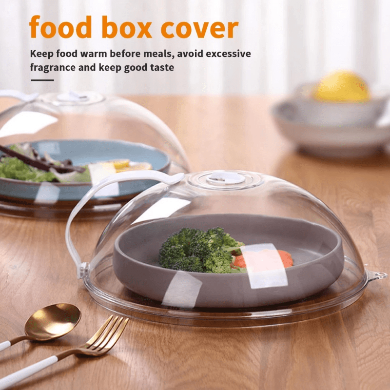 Heat-resistant Microwave Food Cover protects food quickly and efficiently. This transparent cover is non-stick, anti-splash, airtight, and reusable, making it an essential oil-proof kitchen accessory.