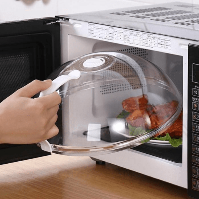 Heat-resistant Microwave Food Cover protects food quickly and efficiently. This transparent cover is non-stick, anti-splash, airtight, and reusable, making it an essential oil-proof kitchen accessory.