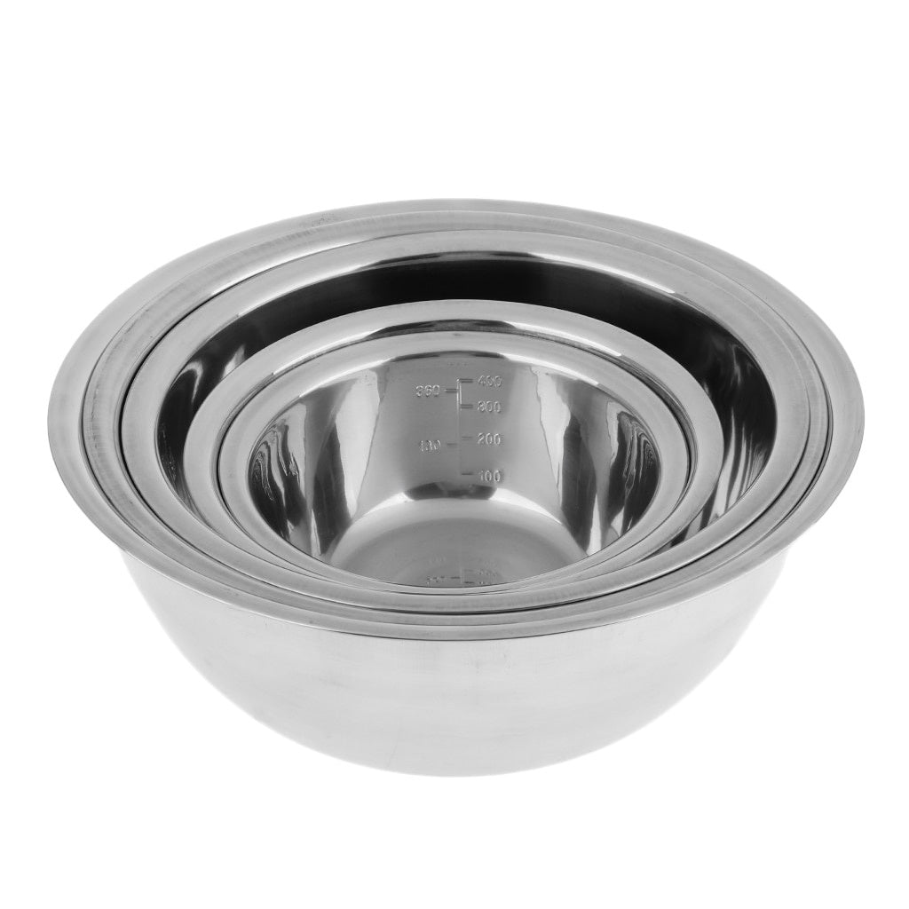 Set of 5 Stainless Steel Mixing Bowls with Non-Slip Base - Perfect for Whisking, Salad Making, Cooking, and Baking