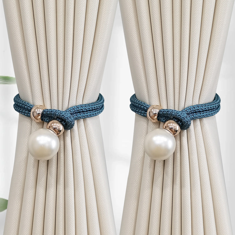 Set of 2 Elegant French Curtain Tiebacks adorned with Faux Pearl Details - Versatile and Chic Curtain Holdbacks for Enhancing Home Decor