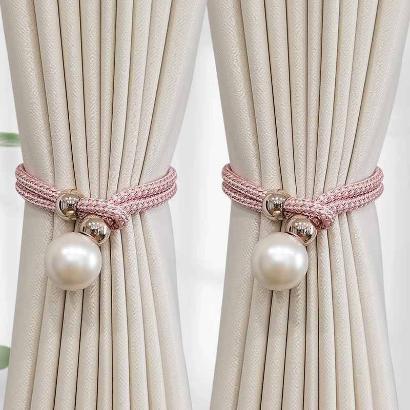 Set of 2 Elegant French Curtain Tiebacks adorned with Faux Pearl Details - Versatile and Chic Curtain Holdbacks for Enhancing Home Decor