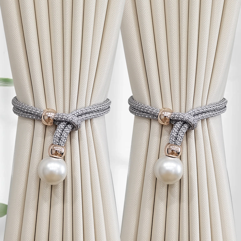 Set of 2 Elegant French Curtain Tiebacks adorned with Faux Pearl Details - Versatile and Chic Curtain Holdbacks for Enhancing Home Decor