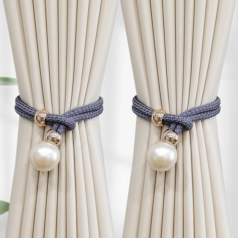 Set of 2 Elegant French Curtain Tiebacks adorned with Faux Pearl Details - Versatile and Chic Curtain Holdbacks for Enhancing Home Decor