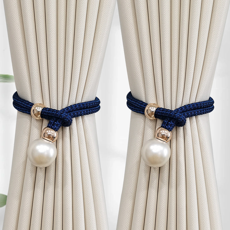 Set of 2 Elegant French Curtain Tiebacks adorned with Faux Pearl Details - Versatile and Chic Curtain Holdbacks for Enhancing Home Decor