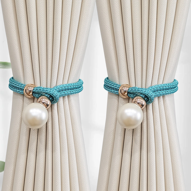 Set of 2 Elegant French Curtain Tiebacks adorned with Faux Pearl Details - Versatile and Chic Curtain Holdbacks for Enhancing Home Decor