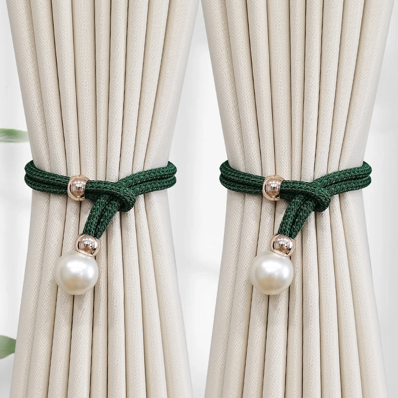 Set of 2 Elegant French Curtain Tiebacks adorned with Faux Pearl Details - Versatile and Chic Curtain Holdbacks for Enhancing Home Decor