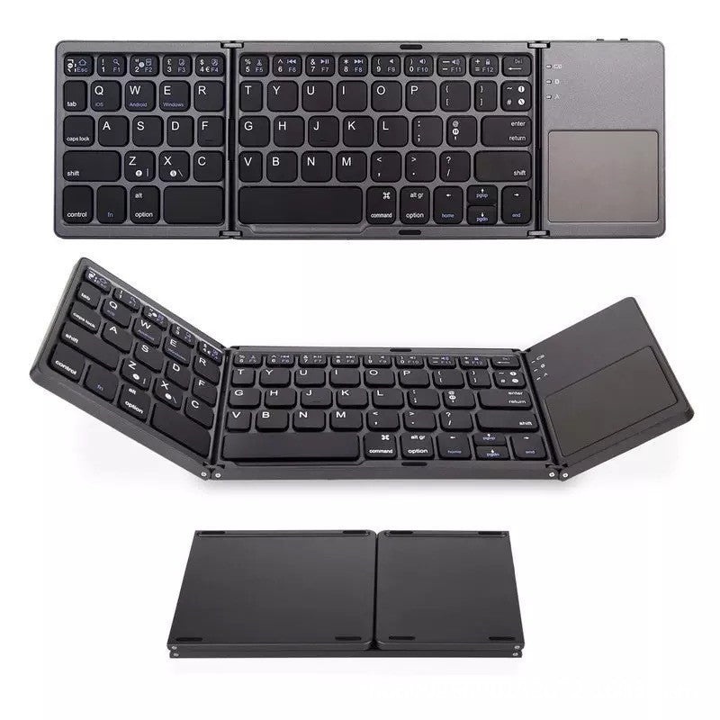 Foldable wireless keyboard for computers, offices, and travel.