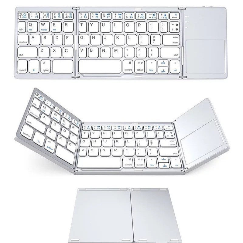 Foldable wireless keyboard for computers, offices, and travel.