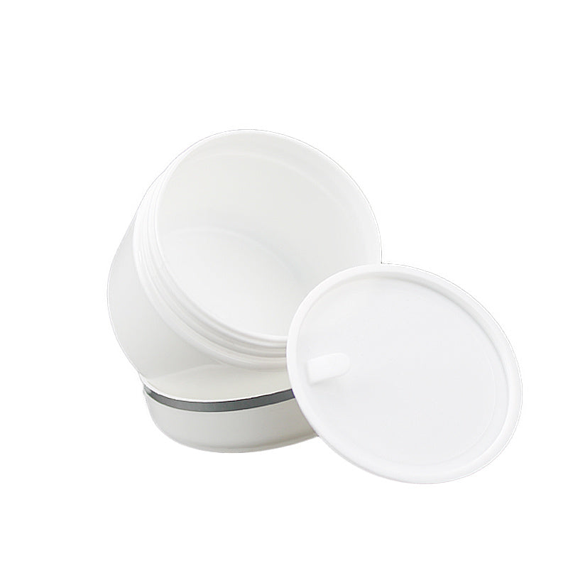 30 pieces of white plastic cosmetic jars with 30g capacity, suitable for travel and as sample bottles for cosmetics.