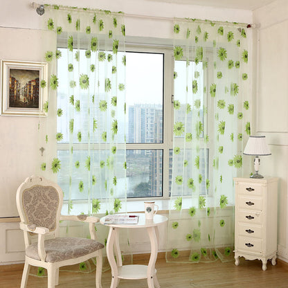 1 piece of Sunflower Printed Sheer Curtain, a Transparent and Breathable addition for Balcony, Living Room, Office, or Home Decor.