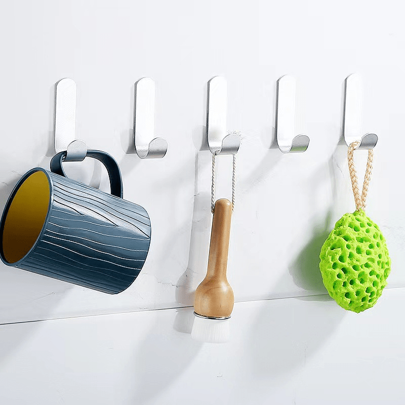 6 Strong Adhesive J-shaped Hooks for Hanging Clothes, Hats, and Handbags on Walls without Punching