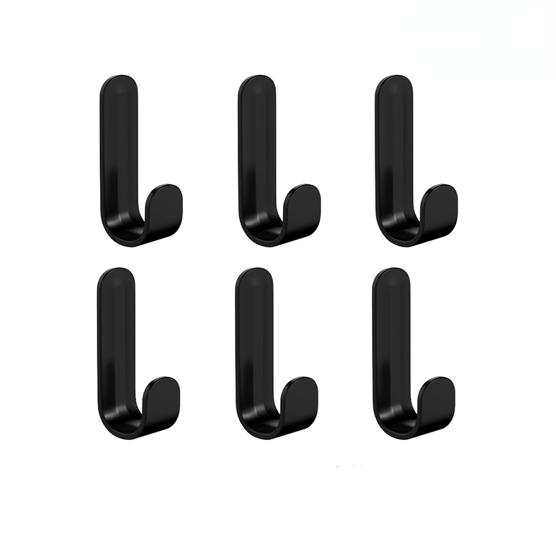 6 Strong Adhesive J-shaped Hooks for Hanging Clothes, Hats, and Handbags on Walls without Punching