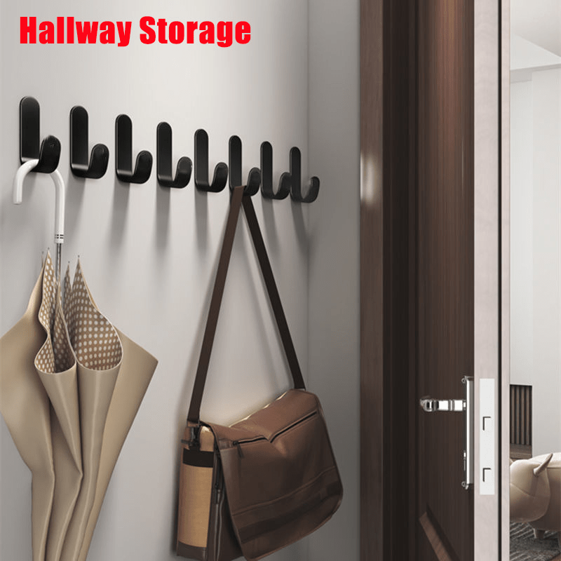 6 Strong Adhesive J-shaped Hooks for Hanging Clothes, Hats, and Handbags on Walls without Punching